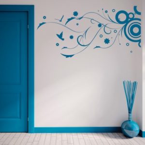 Adesivo Murale Vortice Astratto con Uccellini