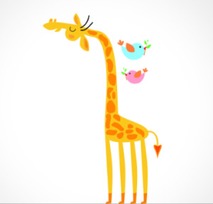 adesivo_murale_giraffa_uccellini