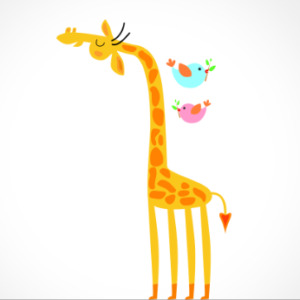 adesivo_murale_giraffa_uccellini