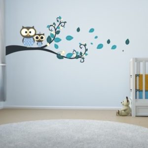 Adesivo Murale Gufetti sull'Albero