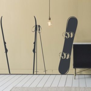 Adesivo Murale Sci e Snowboard