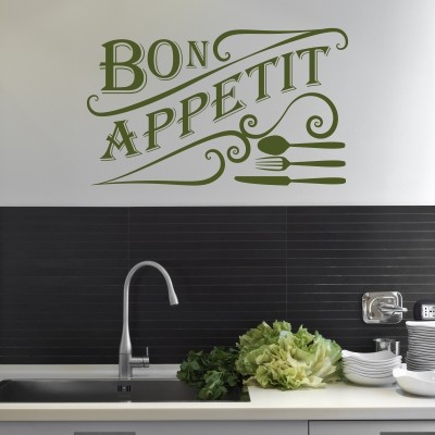 Adesivo da parete per cucina motivo: Bon Appetit Sticker Bay beige 