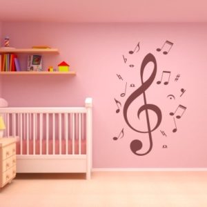 Adesivo Murale Chiave di Violino e Note Musicali