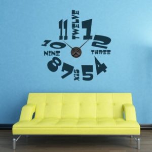 Adesivo Murale Orologio con Numeri e Lettere