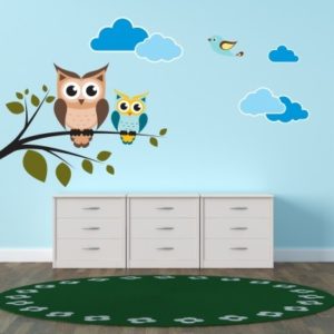 Adesivo Murale Gufi sul Ramo