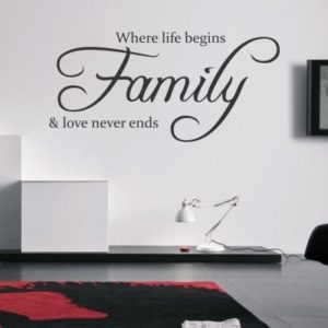 Adesivo Murale Where Life Begins Family And Love Never Ends