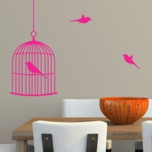 Adesivo Murale Uccellini e Gabbia
