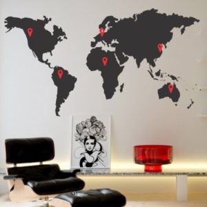 Adesivo Murale Mappamondo Continenti