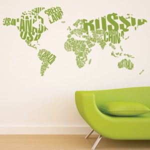 Adesivo Murale Mappamondo con Nomi
