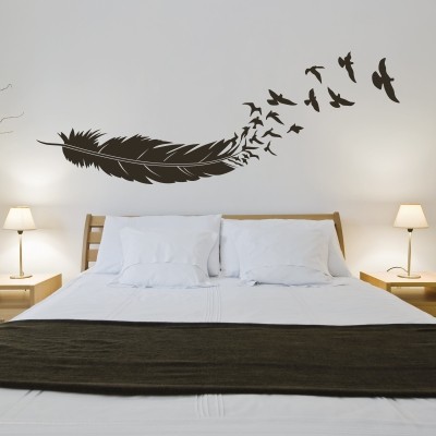 Adesivi murali moderni piuma colorata adesivi murali impermeabili creativi adesivi murali camera da letto arte decorazione della casa 30*90*2 