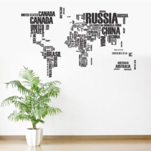 Adesivo Murale Mappamondo con Nomi Paesi