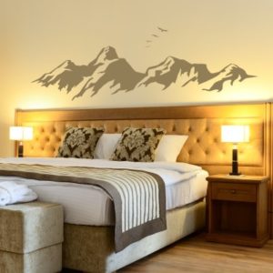 Adesivo Murale Montagne con Uccelli