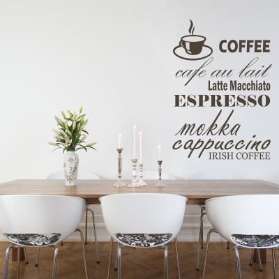 26 Adesivi Murali Tema Caffè - Decorazione Per Cucina, Bar, Ristorante - Facili Da Applicare
